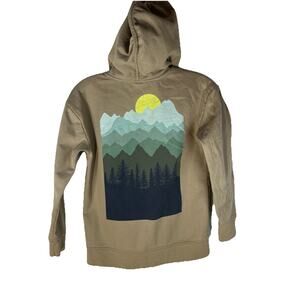 Tommy Bahama Hoodie Sweatshirt Youth M Khaki Tan Mountains Woods Skiing Hoodie